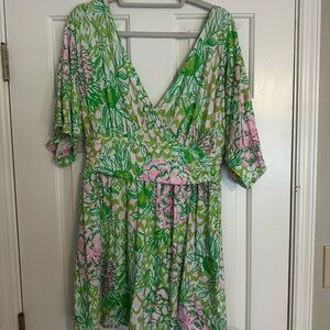 Lilly Pulitzer Green and Pink Floral Mini Dress
